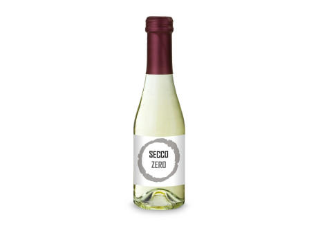 Secco ZERO - Schäumendes Getränk aus alkoholfreiem Wein - Flasche klar - Kapselfarbe Bordeauxrot, 0,2 l