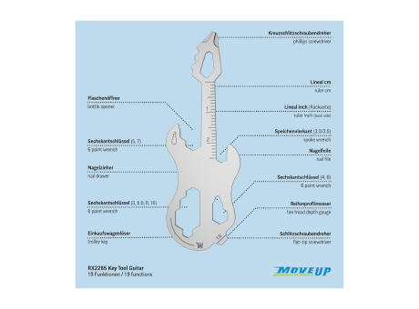 Geschenkartikel: ROMINOX® Key Tool Guitar / Gitarre (19 Funktionen) im Motiv-Mäppchen Danke