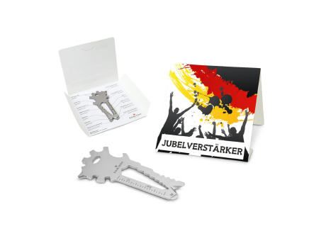 Geschenkartikel: ROMINOX® Key Tool Lion (22 Funktionen) im Motiv-Mäppchen Deutschland Fan Jubelverstärker