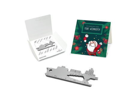 Geschenkartikel: ROMINOX® Key Tool Cargo Ship / Containerschiff (19 Funktionen) im Motiv-Mäppchen Frohe Weihnachten
