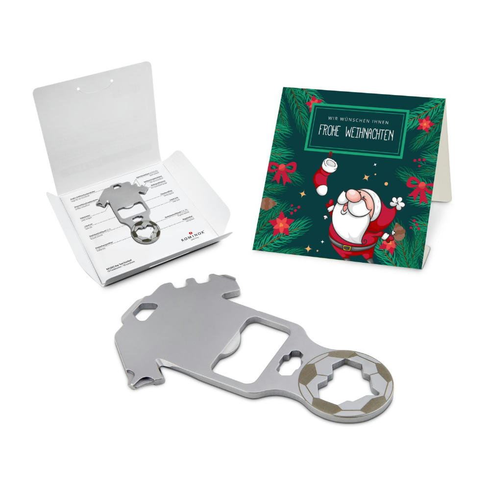 Geschenkartikel: ROMINOX® Key Tool Football / Fußball (18 Funktionen) im Motiv-Mäppchen Frohe Weihnachten