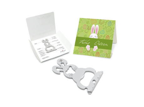 Geschenkartikel: ROMINOX® Key Tool Bunny / Hase (16 Funktionen) im Motiv-Mäppchen Osterhase