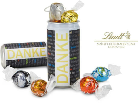 Geschenkartikel / Präsentartikel: Lindt-Oster-Überraschung, Das Nest in der Dose - Etikett Frohe Ostern - EierWiese