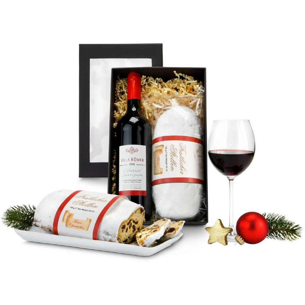 Geschenkset / Präsenteset: Rotwein & Stollen