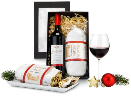 Geschenkset / Präsenteset: Rotwein & Stollen