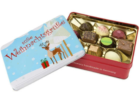 Geschenkartikel / Präsentartikel: Süße Weihnachtsgrüße - Pralinendose mit 125 g