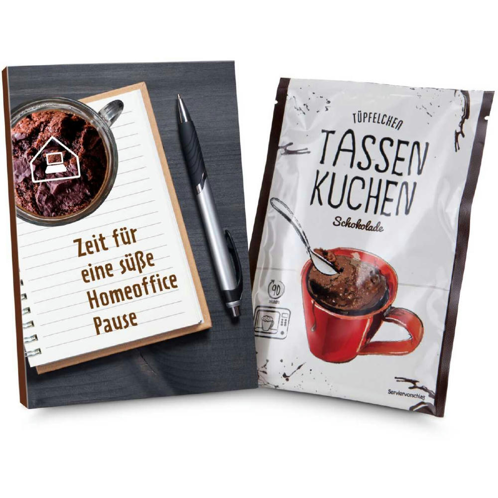 Geschenkartikel / Präsentartikel: Tassenkuchen Schokolade 70 g, süße Homeoffice Pause