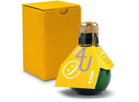 Kleinste Sektflasche der Welt! Only 4 u - Inklusive Geschenkkarton in Gelb, 125 ml