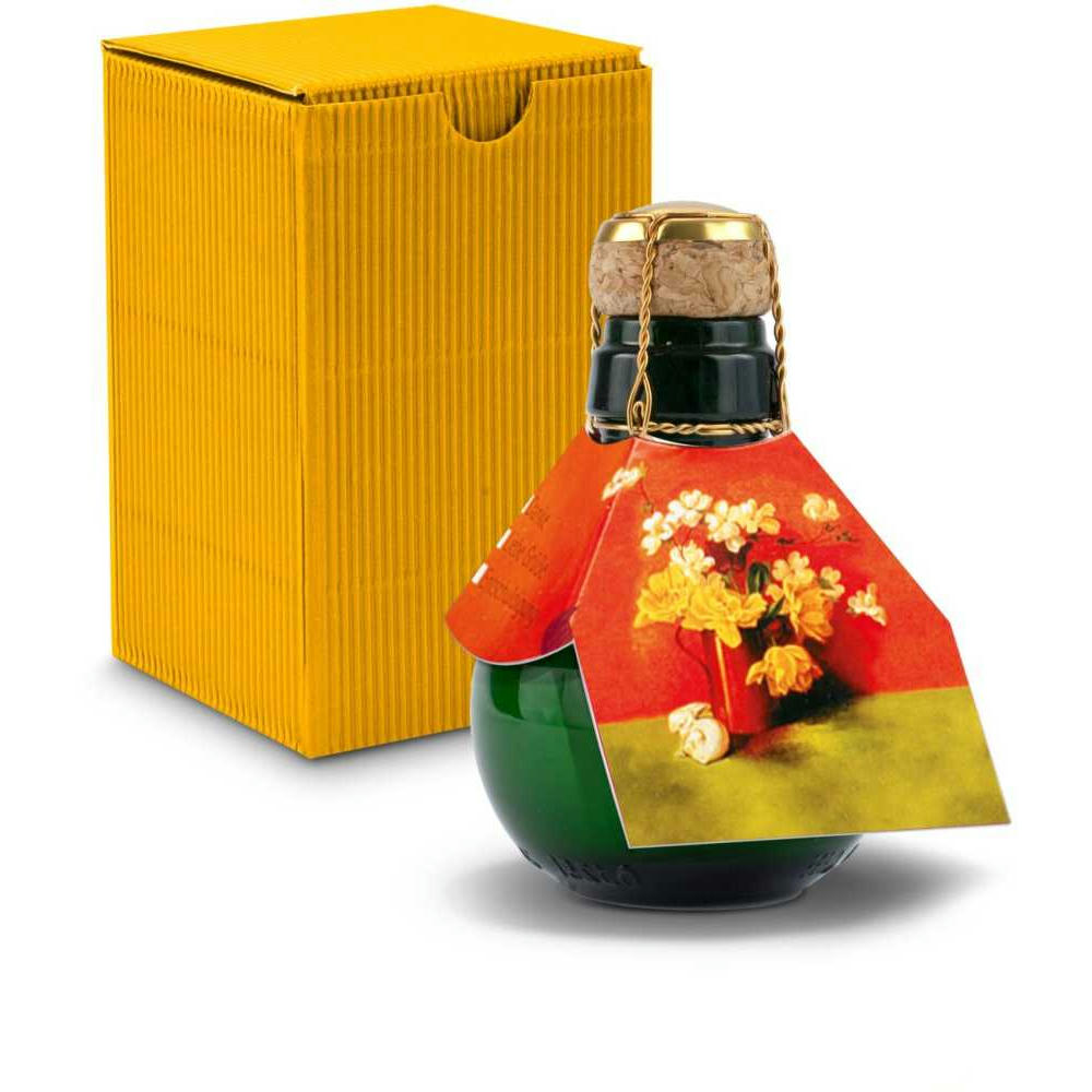 Kleinste Sektflasche der Welt! Blumengesteck - Inklusive Geschenkkarton in Gelb, 125 ml