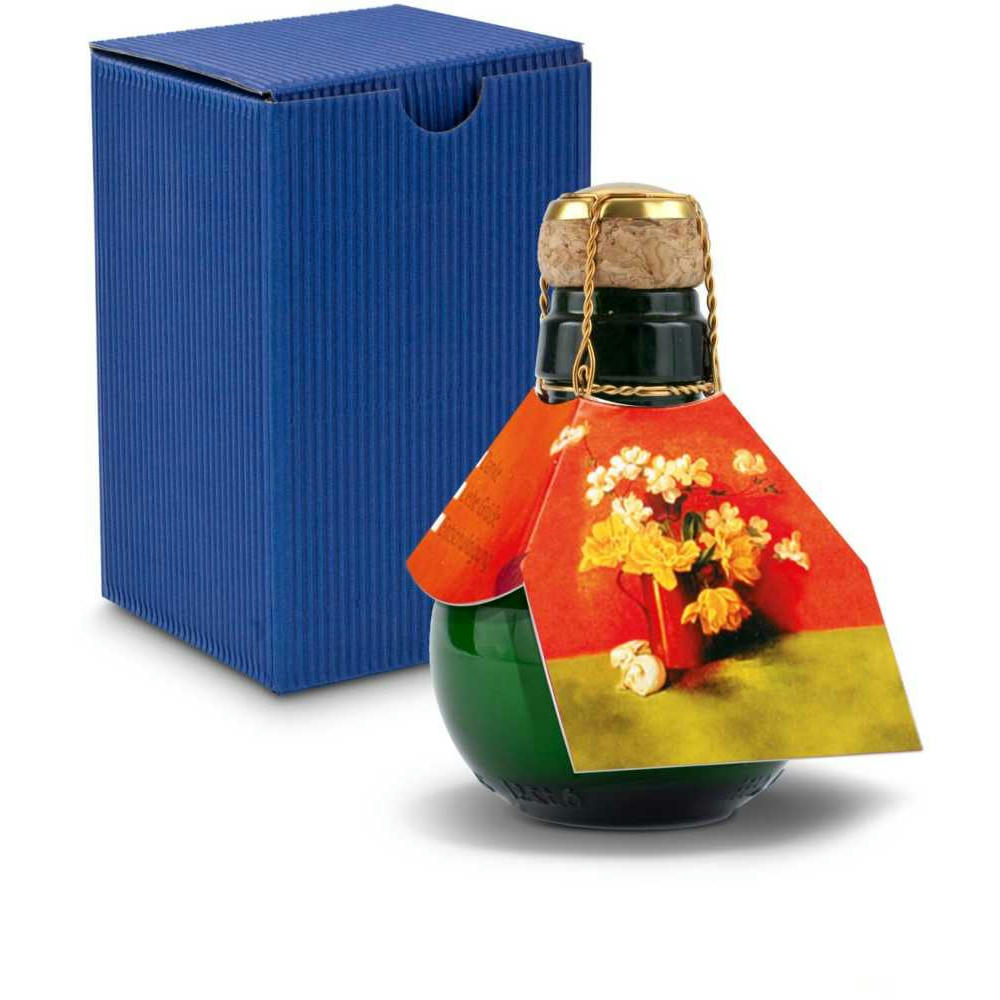 Kleinste Sektflasche der Welt! Blumengesteck - Inklusive Geschenkkarton in Blau, 125 ml