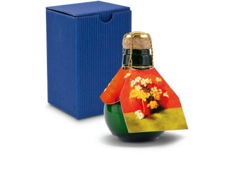 Kleinste Sektflasche der Welt! Blumengesteck - Inklusive Geschenkkarton in Blau, 125 ml