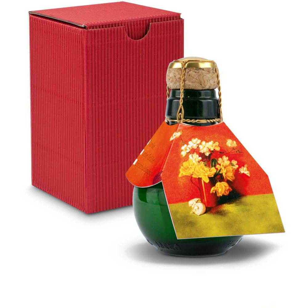 Kleinste Sektflasche der Welt! Blumengesteck - Inklusive Geschenkkarton in Rot, 125 ml