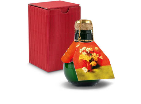 Kleinste Sektflasche der Welt! Blumengesteck - Inklusive Geschenkkarton in Rot, 125 ml