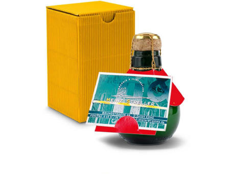 Kleinste Sektflasche der Welt! Visitenkarteneinschub - Inklusive Geschenkkarton in Gelb, 125 ml