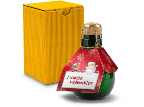 Kleinste Sektflasche der Welt! Fröhliche Weihnachten - Inklusive Geschenkkarton in Gelb, 125 ml