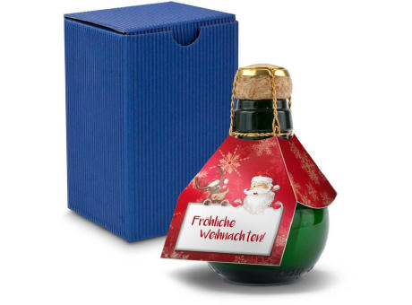 Kleinste Sektflasche der Welt! Fröhliche Weihnachten - Inklusive Geschenkkarton in Blau, 125 ml