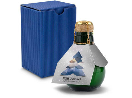 Kleinste Sektflasche der Welt! Merry Christmas - Inklusive Geschenkkarton in Blau, 125 ml