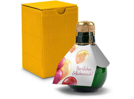 Kleinste Sektflasche der Welt! Herzlichen Glückwunsch - Inklusive Geschenkkarton in Gelb, 125 ml