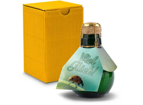 Kleinste Sektflasche der Welt! Viel Glück - Inklusive Geschenkkarton in Gelb, 125 ml