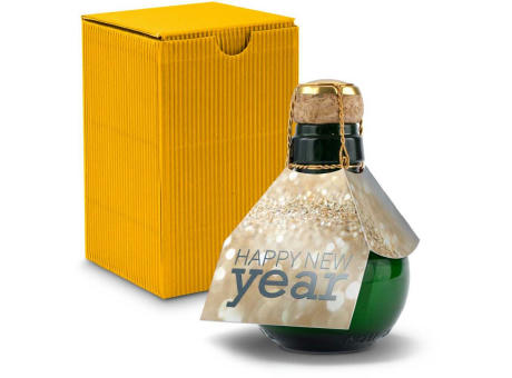 Kleinste Sektflasche der Welt! Happy New Year - Inklusive Geschenkkarton in Gelb, 125 ml