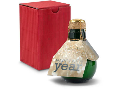 Kleinste Sektflasche der Welt! Happy New Year - Inklusive Geschenkkarton in Rot, 125 ml