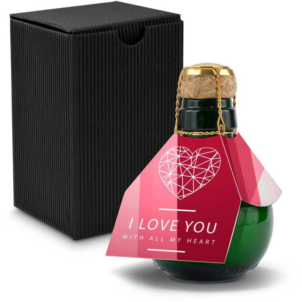 Kleinste Sektflasche der Welt! I love u - Inklusive Geschenkkarton in Schwarz, 125 ml