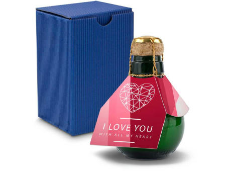 Kleinste Sektflasche der Welt! I love u - Inklusive Geschenkkarton in Blau, 125 ml