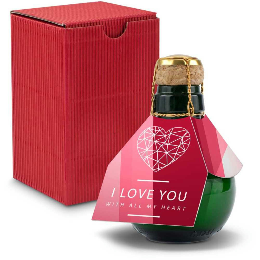 Kleinste Sektflasche der Welt! I love u - Inklusive Geschenkkarton in Rot, 125 ml