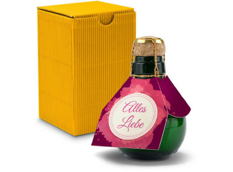 Kleinste Sektflasche der Welt! Alles Liebe - Inklusive Geschenkkarton in Gelb, 125 ml
