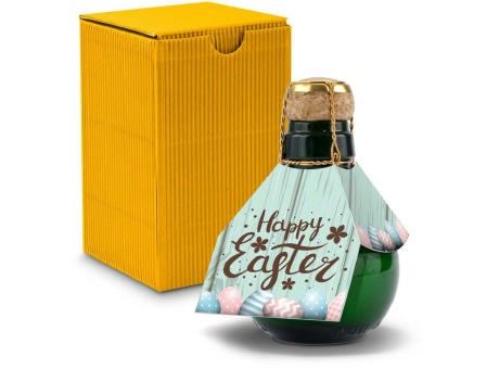 Kleinste Sektflasche der Welt! Happy Easter - Inklusive Geschenkkarton in Gelb, 125 ml