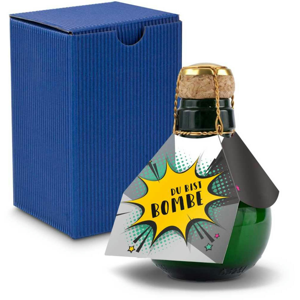 Kleinste Sektflasche der Welt! Du bist Bombe - Inklusive Geschenkkarton in Blau, 125 ml