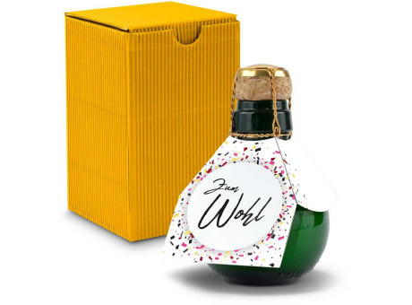 Kleinste Sektflasche der Welt! Zum Wohl - Inklusive Geschenkkarton in Gelb, 125 ml