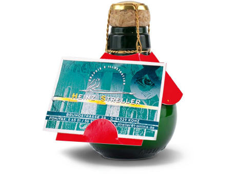 Kleinste Sektflasche der Welt! rot mit Visitenkarteneinschub - Ohne Geschenkkarton, 125 ml