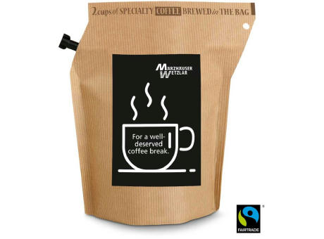 Geschenkartikel / Präsentartikel: WM-Kaffee Stoff für Helden, wiederverwendbarer Brühbeutel mit Fairtrade Kaffee aus Honduras