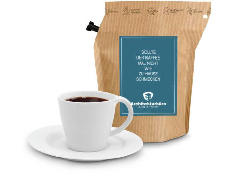 Geschenkartikel / Präsentartikel: WM-Kaffee Stoff für Helden, wiederverwendbarer Brühbeutel mit Fairtrade Kaffee aus Honduras