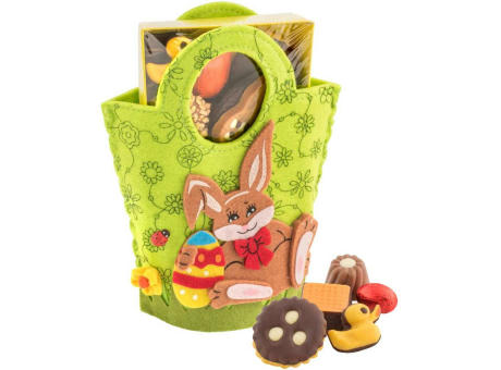 Geschenkartikel / Präsentartikel: Filztasche Hase, Ostergebäckmischung 200 g