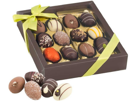 Geschenkartikel / Präsentartikel: Oster-Präsent Pralineneier - 12 Confiserie-Eier, 240 g