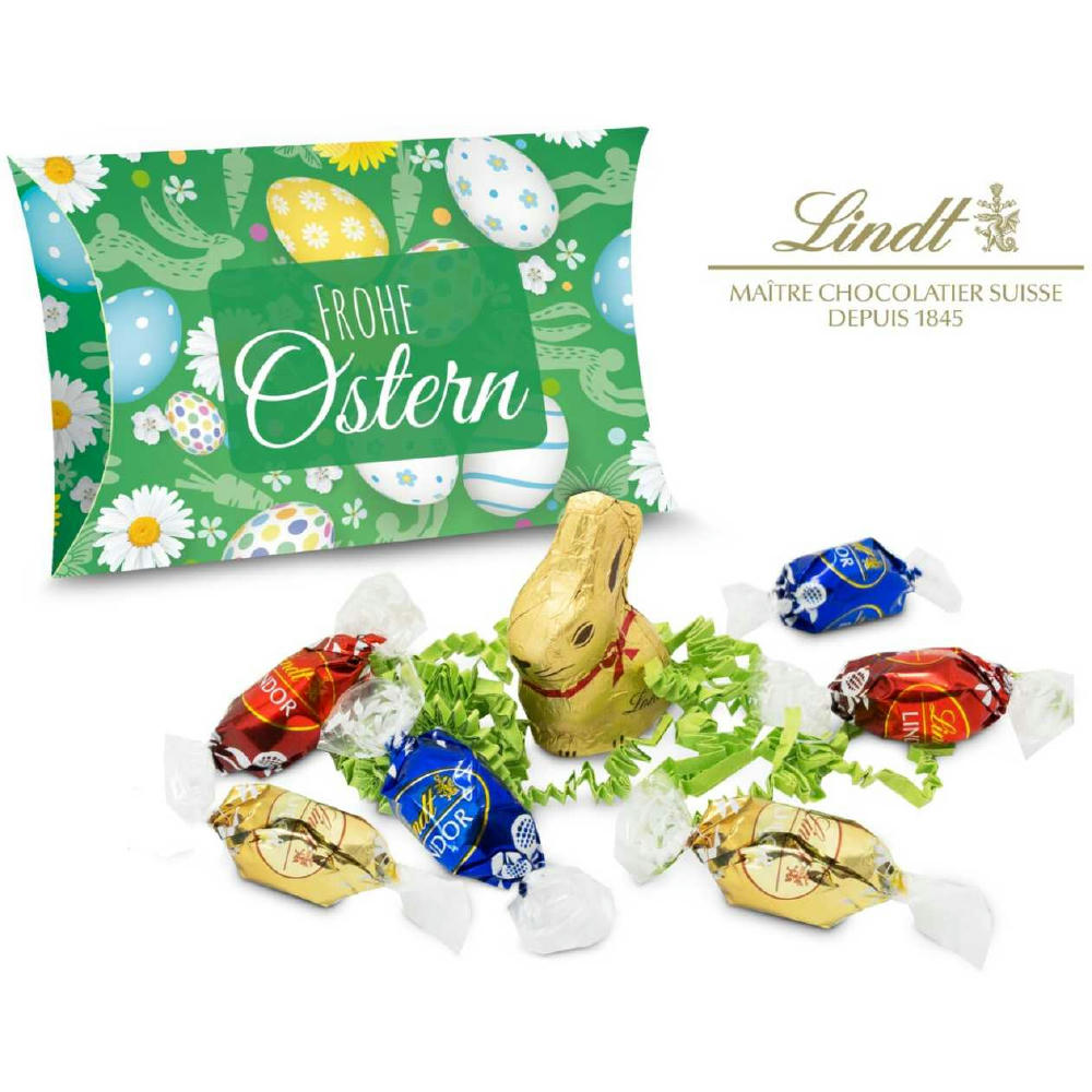 Geschenkartikel / Präsentartikel: Lindt Ostertasche inkl. Lindt-Goldhase - auch in individueller Kissenverpackung