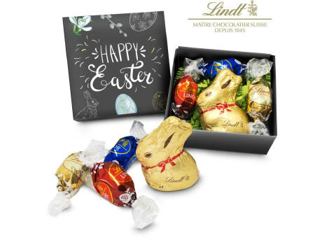 Geschenkartikel / Präsentartikel: Lindt Osternest - Goldhase und 3 Lindor Mini-Eier, auch in individueller Schachtel