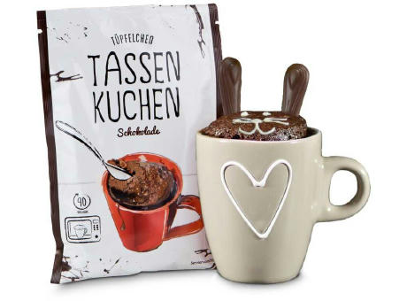 Geschenkartikel / Präsentartikel: Oster Tassenkuchen Schokolade (Backmischung 70 g), auch in individueller Stecktasche