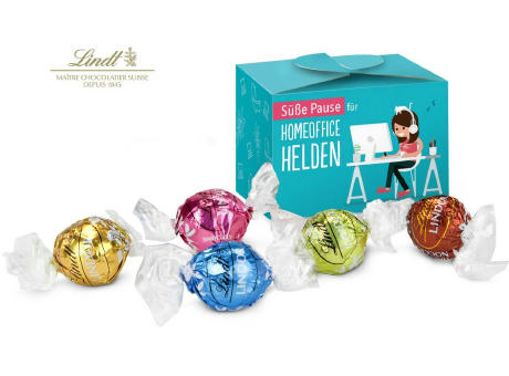 Geschenkartikel / Präsentartikel: Lindt süße Pause fürs Home-Office, 5 Lindorkugeln für Ihre Mitarbeiter (ca. 75 g)