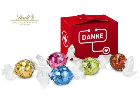 Geschenkartikel / Präsentartikel: Lindt süßes Danke, 5 Lindorkugeln für Mitarbeiter in medizinischen Berufen od. Pflegeberufen