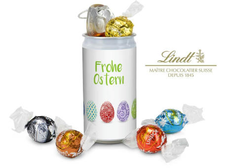 Geschenkartikel / Präsentartikel: Lindt-Geheimnis Ostern, das Nest in der Dose - Etikett Frohe Ostern - EierReihe