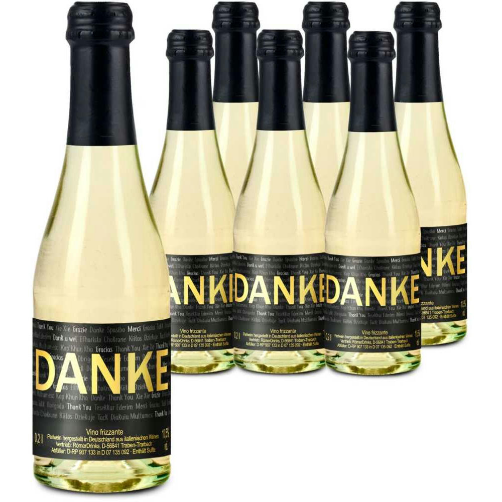 6x Danke Secco Flaschen, 0,2 l