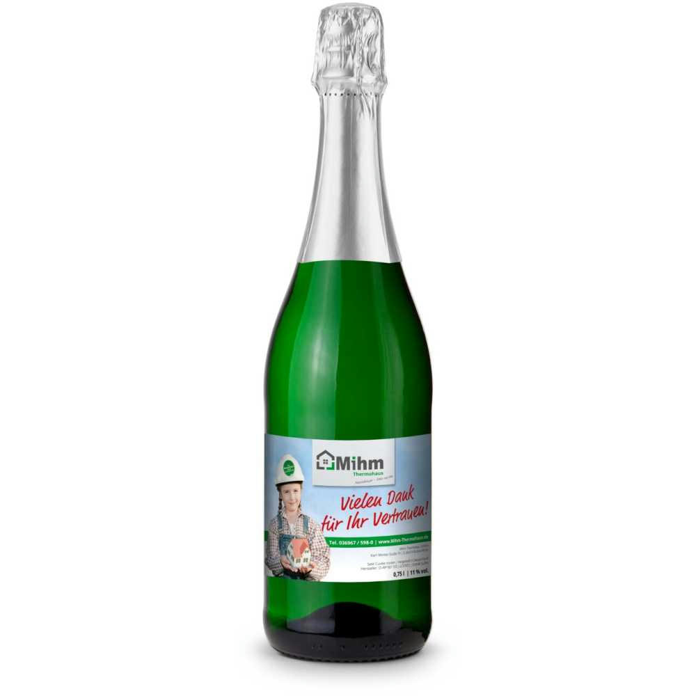 Sekt Cuvée - Flasche grün - Kapselfarbe Silber, 0,75 l