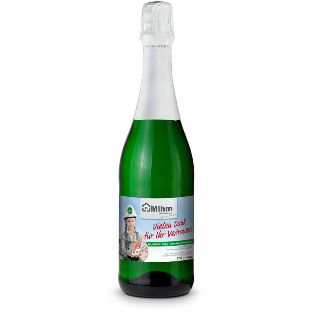 Sekt Cuvée - Flasche grün - Kapselfarbe Weiß, 0,75 l