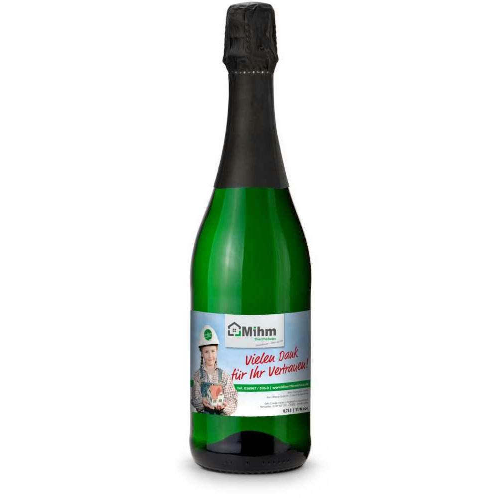 Sekt Cuvée - Flasche grün - Kapselfarbe Schwarz, 0,75 l