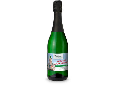 Sekt Cuvée - Flasche grün - Kapselfarbe Schwarz, 0,75 l