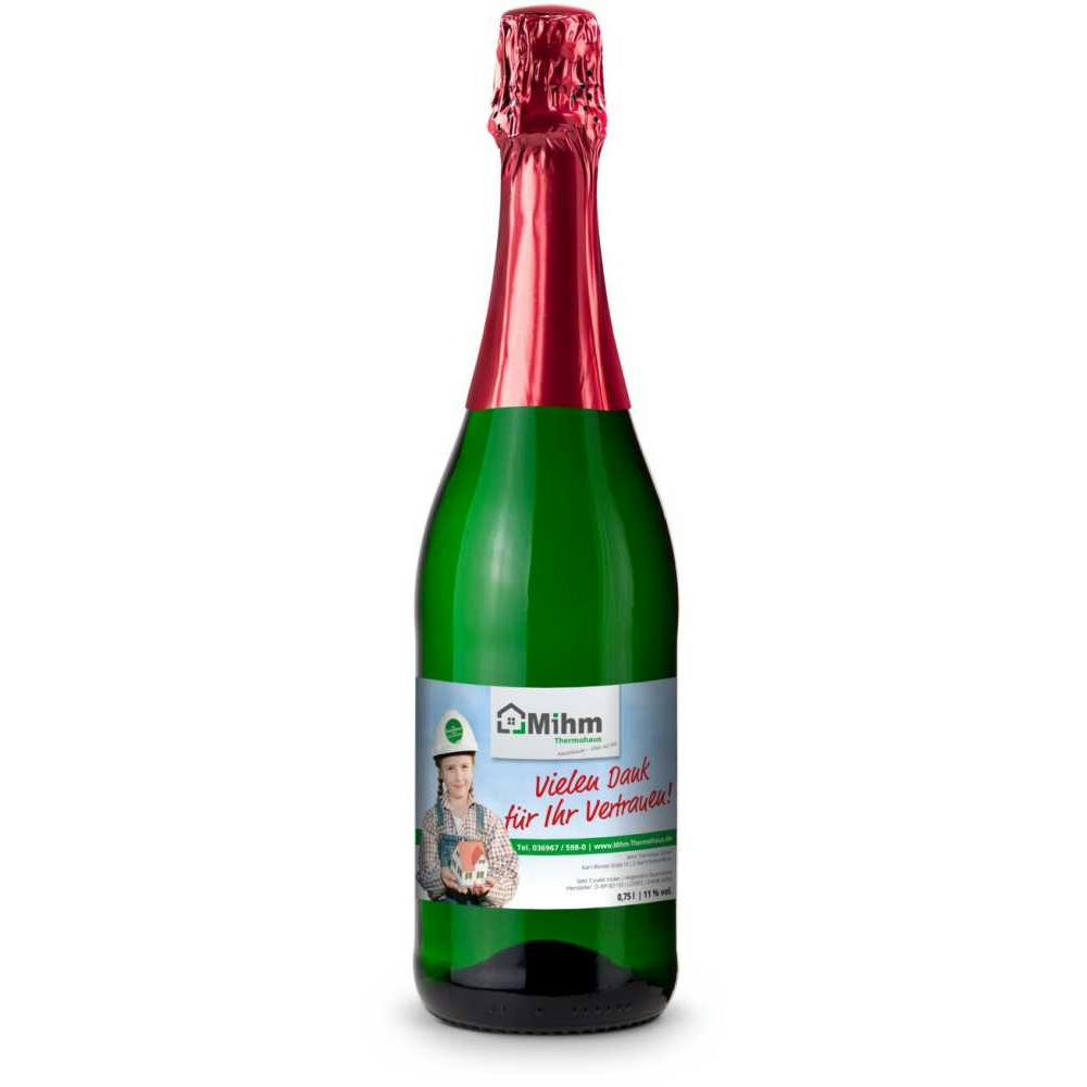 Sekt Cuvée - Flasche grün - Kapselfarbe Rot, 0,75 l