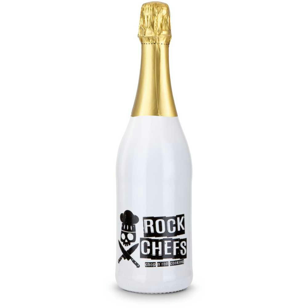 Sekt Cuvée - Flasche weiß-lackiert - Kapselfarbe Gold, 0,75 l